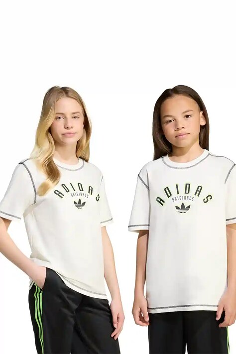 adidas Originals tricou de bumbac pentru copii culoarea bej, cu imprimeu, JX5265