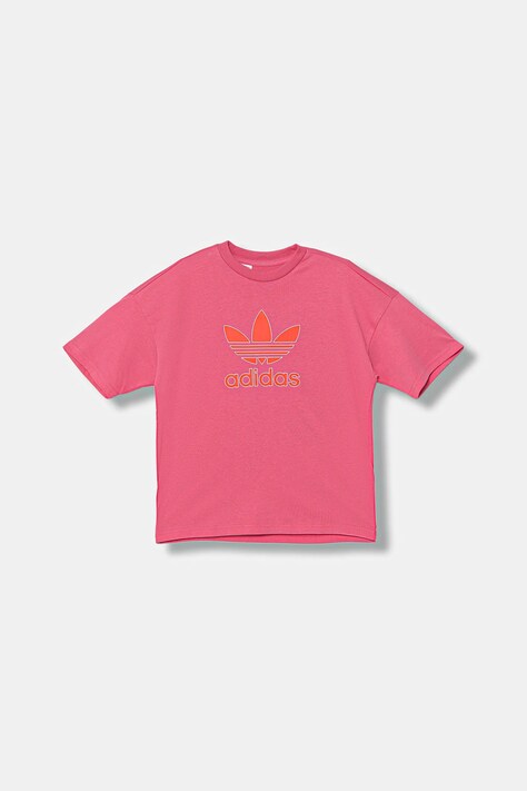 Детская хлопковая футболка adidas Originals цвет розовый с принтом JY1140