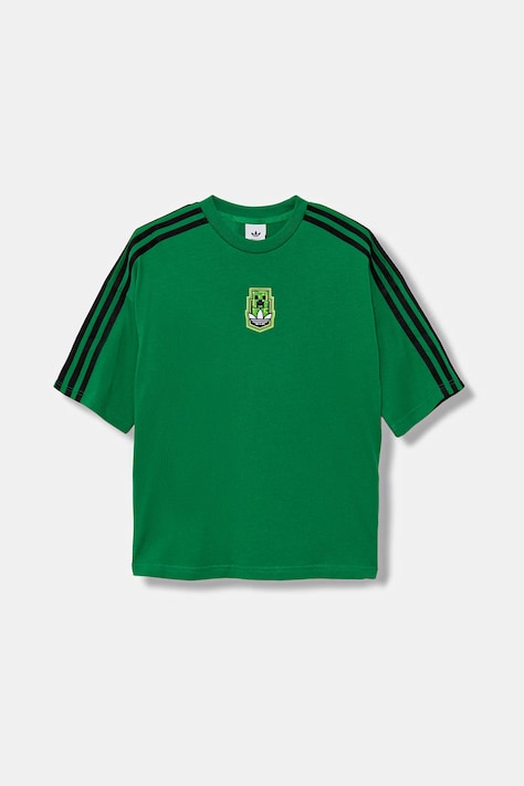 Dětské bavlněné tričko adidas Originals MINECRAFT zelená barva, s potiskem, KD9829