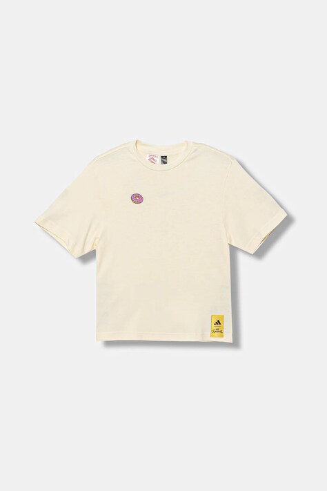 Детская хлопковая футболка adidas цвет бежевый с принтом JL9180