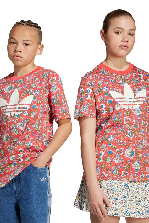 adidas Originals tricou de bumbac pentru copii culoarea roșu, cu imprimeu, JV7817
