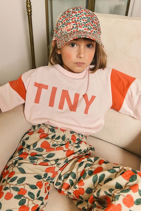 Dětské bavlněné tričko Tinycottons TINY COLOR BLOCK TEE růžová barva, s potiskem, AW25-264