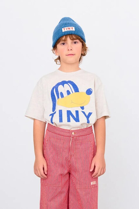 Tinycottons t-shirt dziecięcy TINY DOG GRAPHIC TEE kolor beżowy z nadrukiem AW25-311