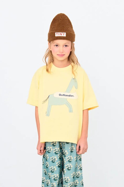 Παιδικό βαμβακερό μπλουζάκι Tinycottons HORSE GRAPHIC TEE χρώμα: κίτρινο, AW25-313