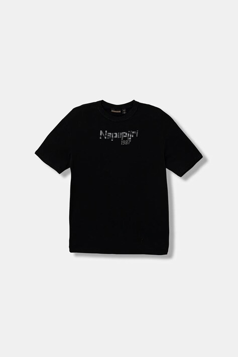 Napapijri t-shirt bawełniany dziecięcy S-PRIMIERO kolor czarny z nadrukiem NP0A88ZY9411