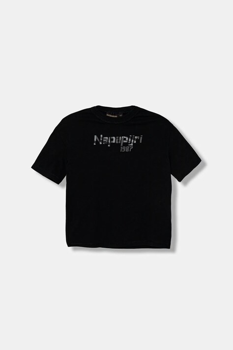 Napapijri t-shirt bawełniany dziecięcy S-PRIMIERO kolor czarny z nadrukiem NP0A88ZY9411