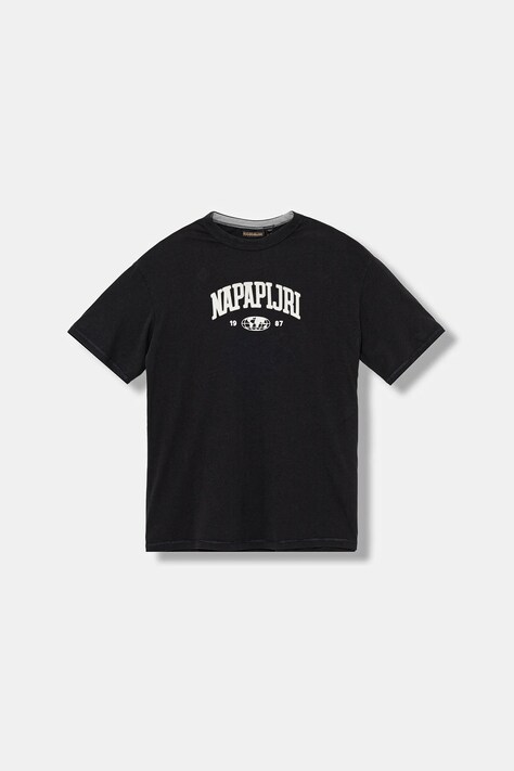 Napapijri t-shirt bawełniany dziecięcy S-INOT kolor czarny wzorzysty NP0A891F9411