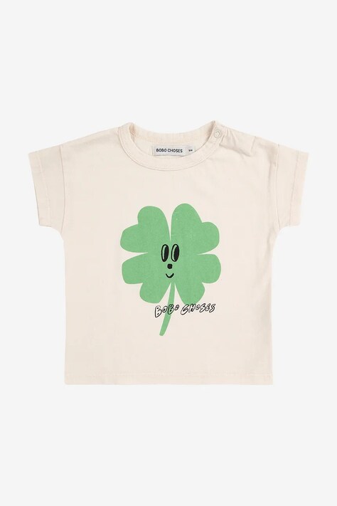 Bobo Choses tricou de bumbac pentru copii Lucky Clover culoarea alb, cu imprimeu, 225AB032