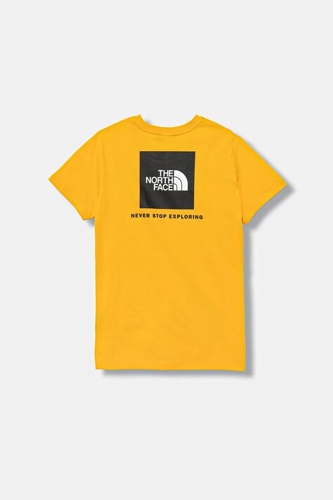 Detské bavlnené tričko The North Face TEEN BOX NSE REGULAR SS TEE žltá farba, jednofarebná, NF0A8EFN56P1