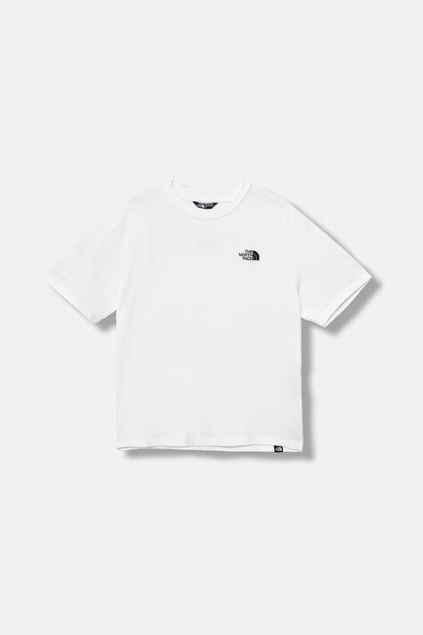 Παιδικό βαμβακερό μπλουζάκι The North Face TEEN ESSENTIAL OVERSIZE SS TEE χρώμα: άσπρο, NF0A8EFPFN41