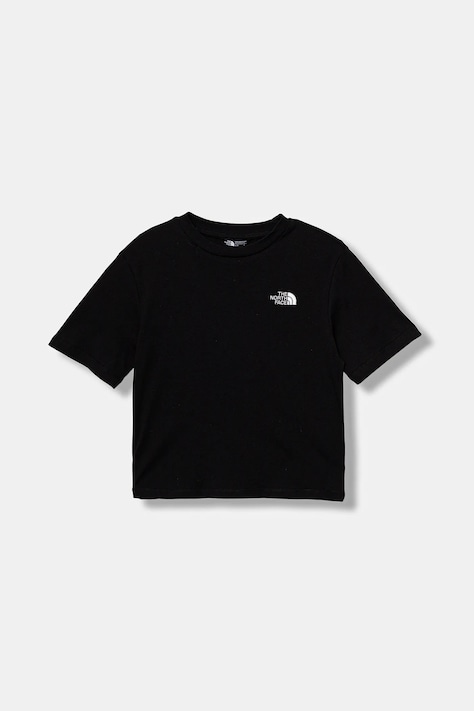 The North Face tricou de bumbac pentru copii TEEN ESSENTIAL OVERSIZE SS TEE culoarea negru, cu imprimeu, NF0A8EFPJK31