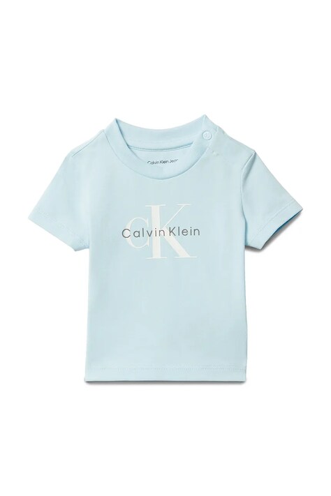 Calvin Klein Jeans t-shirt niemowlęcy kolor niebieski z nadrukiem IN0IN00334