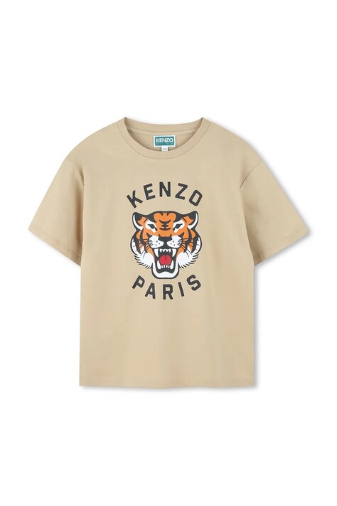 Παιδικό βαμβακερό μπλουζάκι Kenzo Kids χρώμα: μπεζ, K61505
