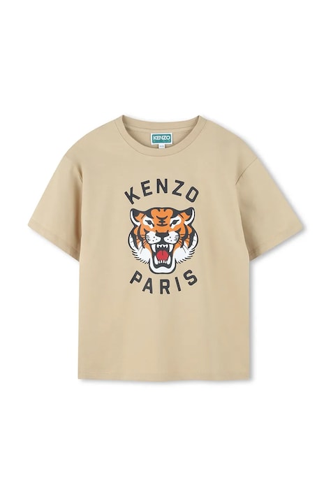 Dětské bavlněné tričko Kenzo Kids béžová barva, s potiskem, K61505