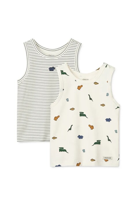 Dječji top s pamukom Liewood Faris Printed Tank Top 2-pack 2-pack boja: bež, s uzorkom, LW20285