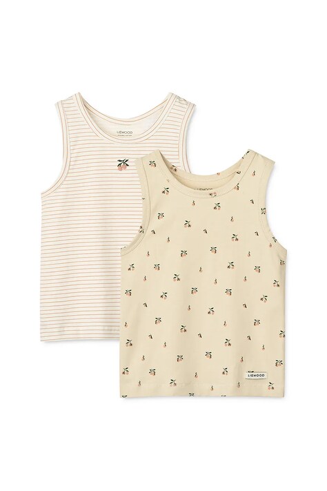 Dječji top s pamukom Liewood Faris Printed Tank Top 2-pack 2-pack boja: bež, s uzorkom, LW20285