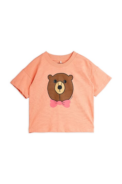 Mini Rodini t-shirt bawełniany dziecięcy Bear kolor pomarańczowy z nadrukiem 25720107