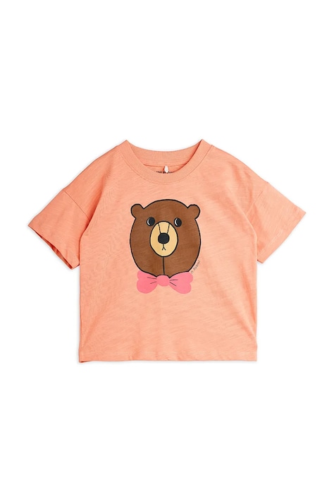 Dětské bavlněné tričko Mini Rodini Bear oranžová barva, s potiskem, 25720107
