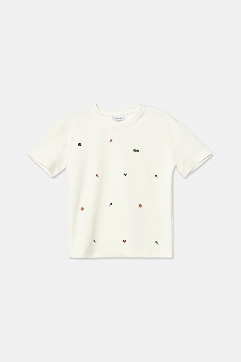 Дитяча футболка Lacoste колір бежевий з аплікацією TJ2602
