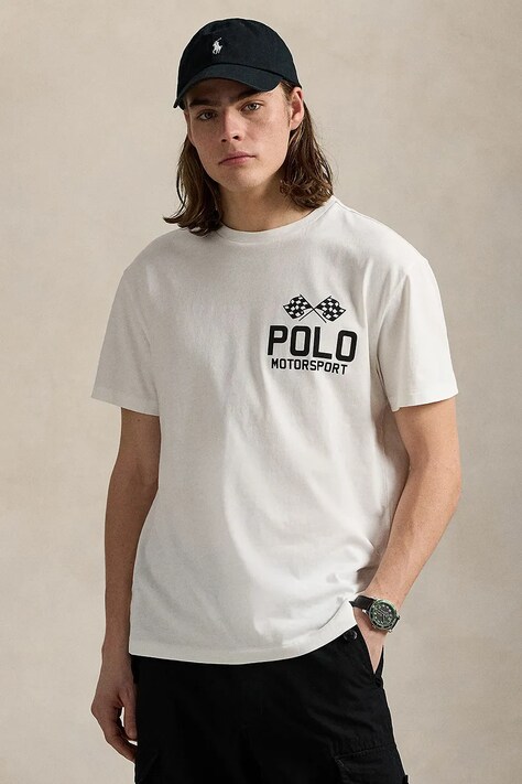 Polo Ralph Lauren t-shirt bawełniany Sscnclsm1 Short Sleeve męski kolor biały z nadrukiem 710972611