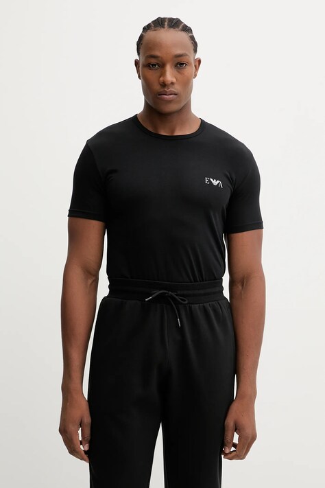 Emporio Armani Underwear t-shirt lounge 2-pack męski kolor czarny z nadrukiem EM001849 AF14131