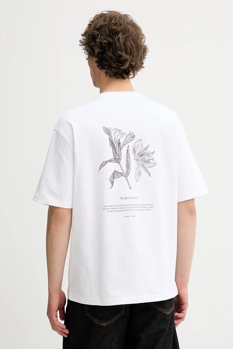 Samsoe Samsoe t-shirt bawełniany SALILIUM męski kolor biały z nadrukiem U25200008