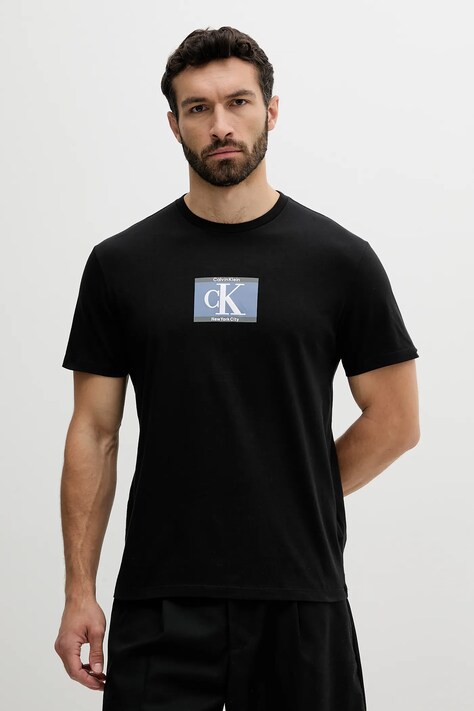 Calvin Klein tricou din bumbac culoarea negru, cu imprimeu, LV04RC854G