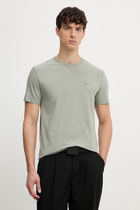 Calvin Klein tričko pánske bavlnené s elastanom zelené LV04LC240G