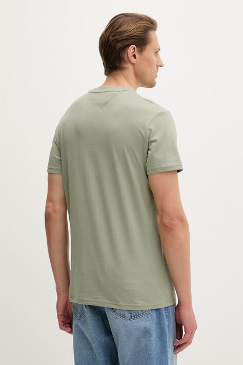 Tommy Jeans T-shirt męski bawełniany zielony DM0DM21780