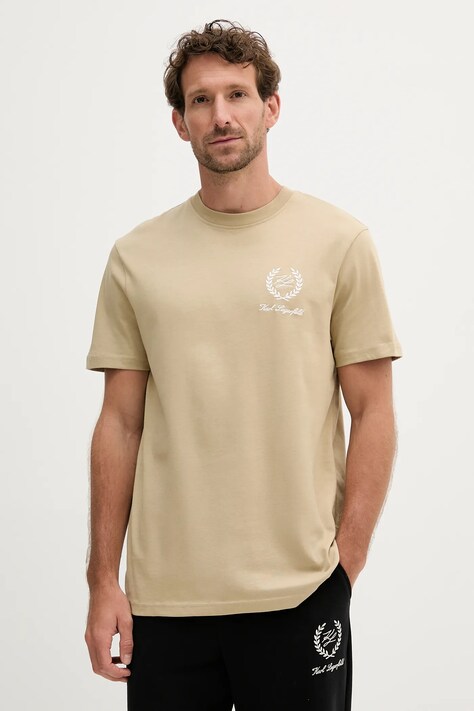 Karl Lagerfeld t-shirt bawełniany męski kolor zielony gładki A3M44002
