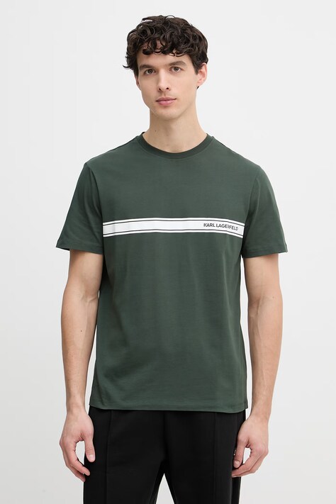 Karl Lagerfeld T-shirt męski bawełniany zielony A3M46001