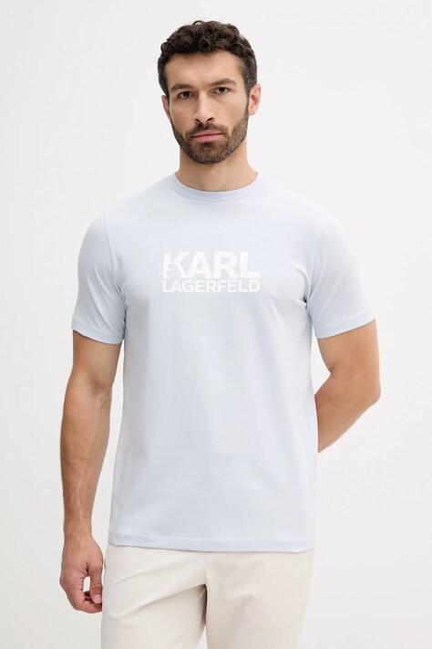 Karl Lagerfeld tricou culoarea turcoaz, cu imprimeu, 553235.755087
