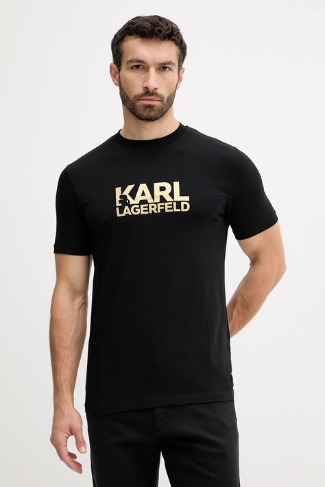 Karl Lagerfeld t-shirt męski kolor czarny z nadrukiem 553235.755087