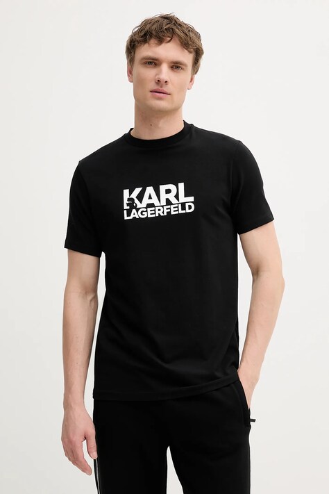 Karl Lagerfeld t-shirt męski kolor czarny z nadrukiem 553235.755087
