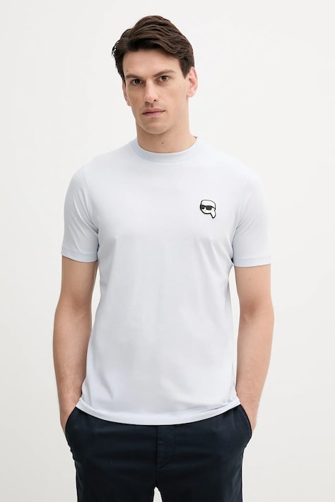 Бавовняна футболка Karl Lagerfeld однотонна 553224.755710