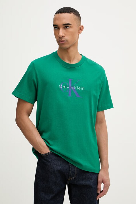 Calvin Klein Jeans тениска мъжка от памук зелена LV04RB862G