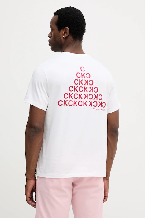 Хлопковая футболка Calvin Klein Jeans цвет белый узор LV04RC825G