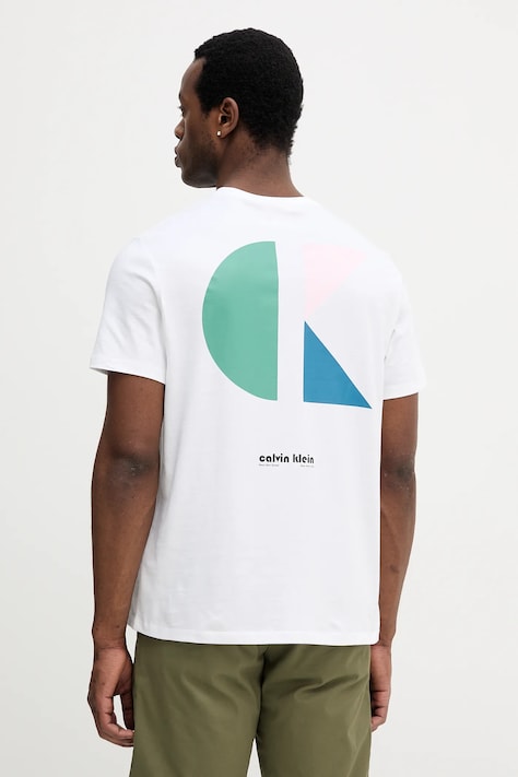 Calvin Klein Jeans t-shirt bawełniany męski kolor biały z nadrukiem LV04RC827G