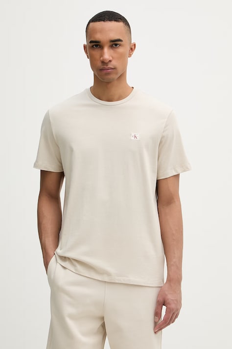 Calvin Klein Jeans t-shirt męski bawełniany beżowy LV04RC272G