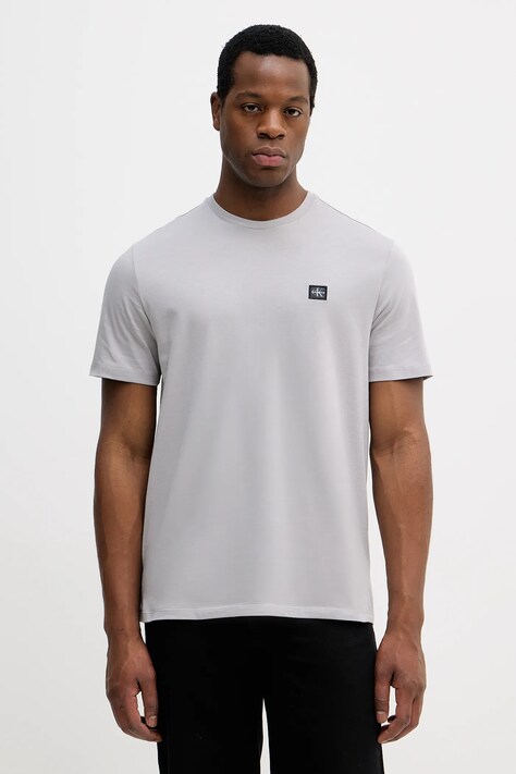Calvin Klein Jeans t-shirt bawełniany męski kolor szary z aplikacją LV04RC272G