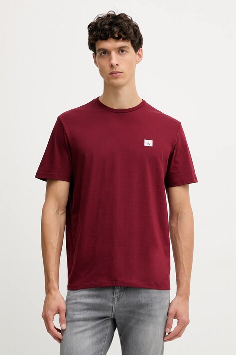 Calvin Klein Jeans t-shirt bawełniany męski kolor czerwony z aplikacją LV04RC272G