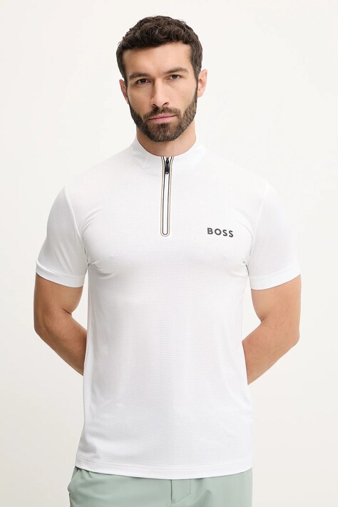 BOSS Green t-shirt męski kolor biały gładki 50543347