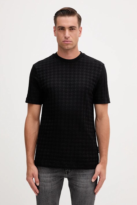 BOSS t-shirt bawełniany męski kolor czarny gładki 50545585