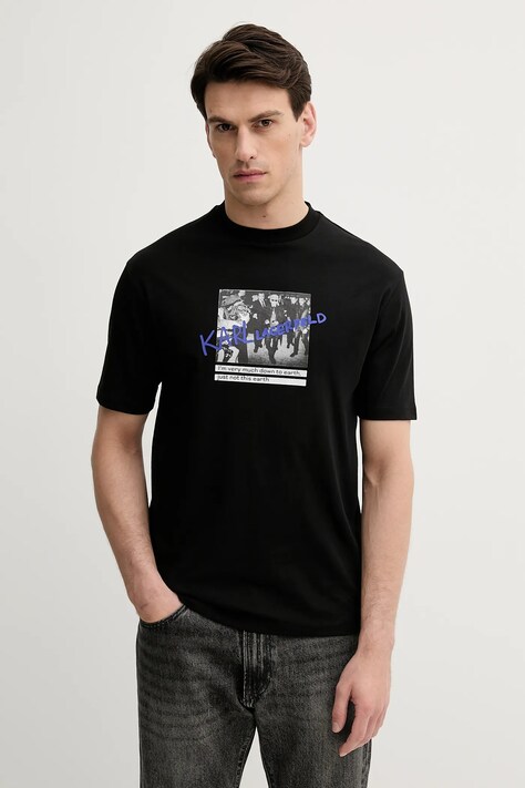 Karl Lagerfeld tricou din bumbac culoarea negru, cu imprimeu, 553225.755143