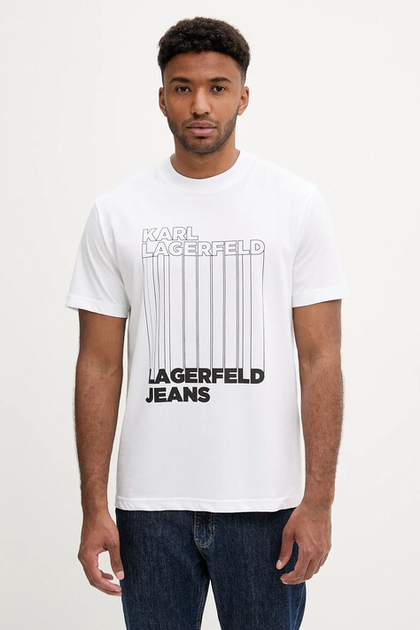 Karl Lagerfeld Jeans tricou culoarea alb, cu imprimeu, A3M17002
