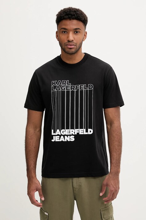 Karl Lagerfeld Jeans tricou culoarea negru, cu imprimeu, A3M17002