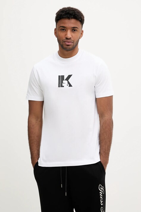 Karl Lagerfeld Jeans tricou din bumbac culoarea alb, cu imprimeu, A3M17057