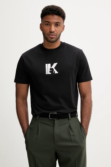 Бавовняна футболка Karl Lagerfeld Jeans колір чорний з аплікацією A3M17057