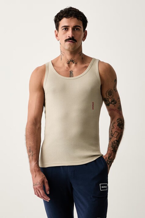 HUGO топ чоловічий бавовняний TANK TOP TRIPL. PACK 3 шт — AW25-TSM053, білий — фото 3