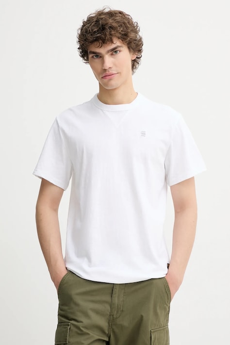 G-Star t-shirt bawełniany męski kolor biały gładki D24449-B255